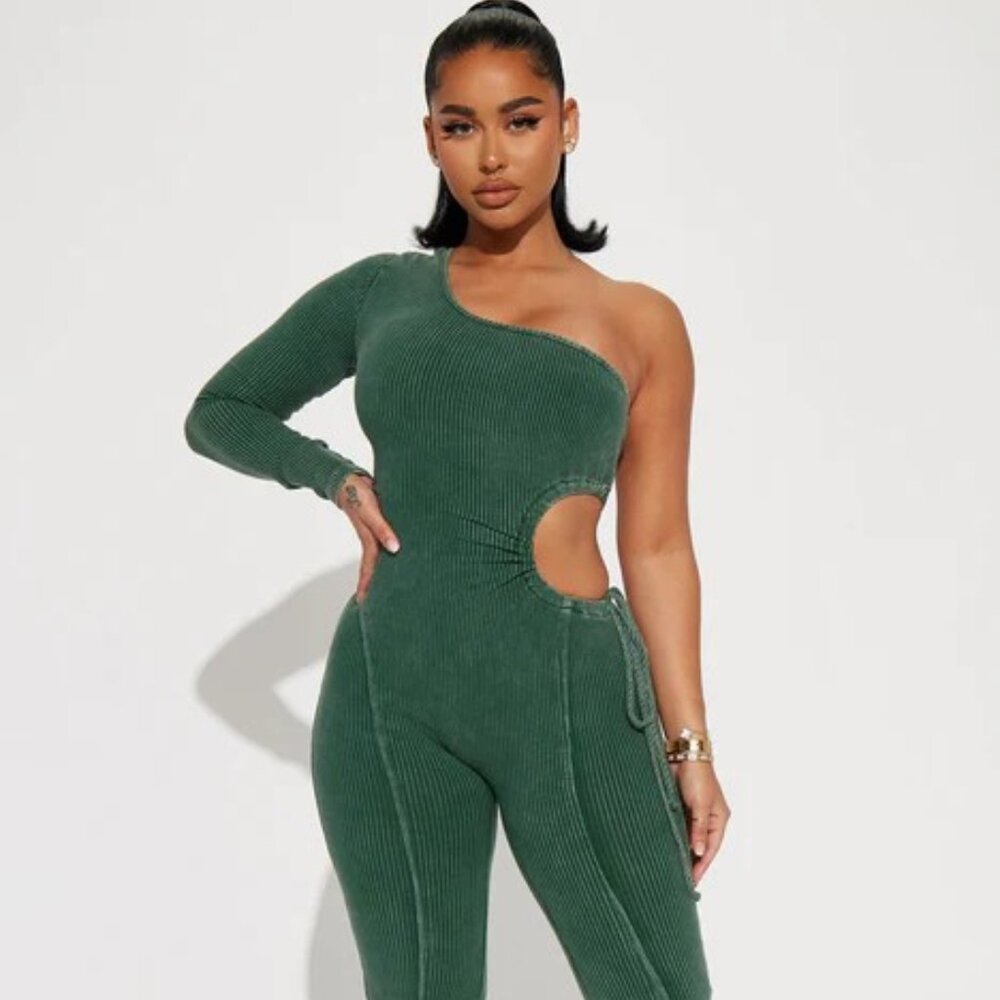 HOT DESIGN! SEXY Mineral Wash Rib Jumpsuit -new!